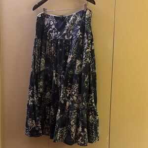 Chaps Navy and White Maxi Skirt Large